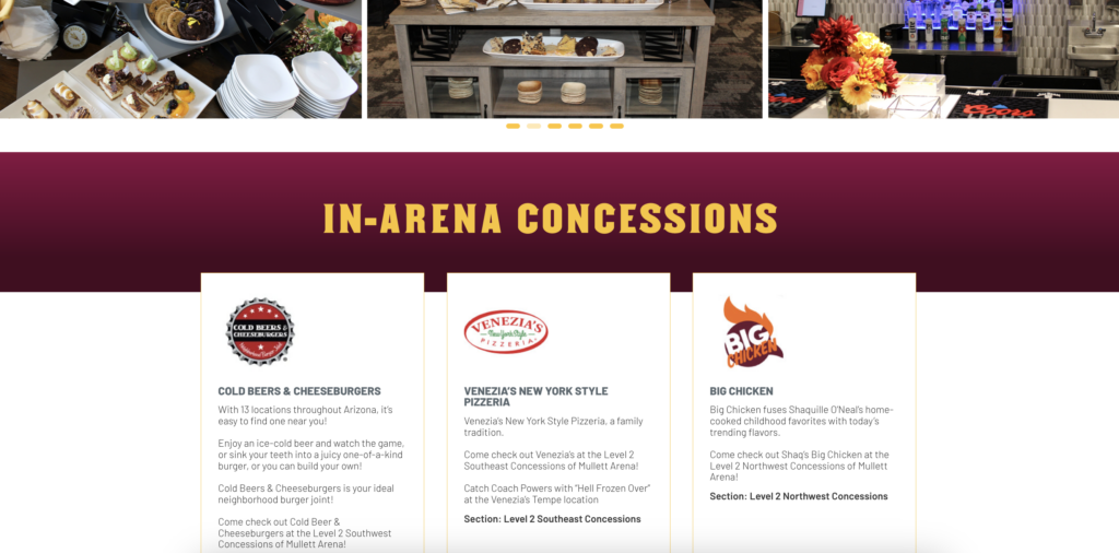 Mullett Arena food and beverage offer