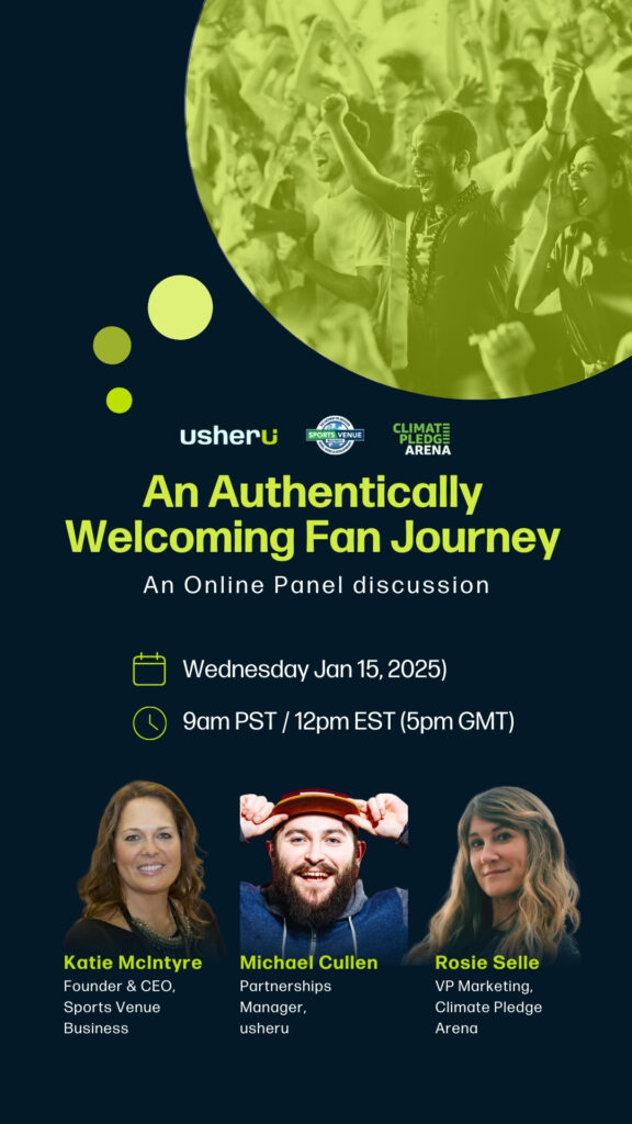 In this webinar, we will hear insights from Rosie Selle, Vice President of Marketing at Climate Pledge Arena, and Michael Cullen, Partnerships Manager at usheru, on using technology to optimise fan engagement and the customer experience through personalisation. Sign up for free to join us Wednesday Jan 15, 2025 12pm Eastern, 9am Pacific (5pm GMT, 6pm CET)